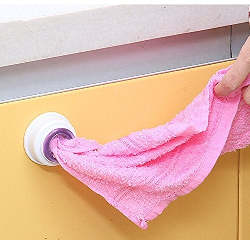 SpiderJuice SpiderJuice Cute Mini Circular Self Adhesive Rubber Pad Cloth Towel Handkerchief Holder Push in Clip Hanger Home Decor Pack of 2 Random Color - Image 3