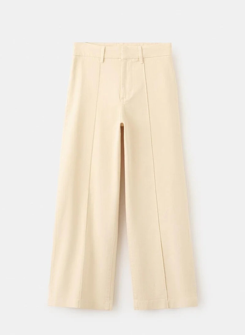Mango 10-VAINILLA High-Waisted Wideleg Jeans for Women | Best Price UAE