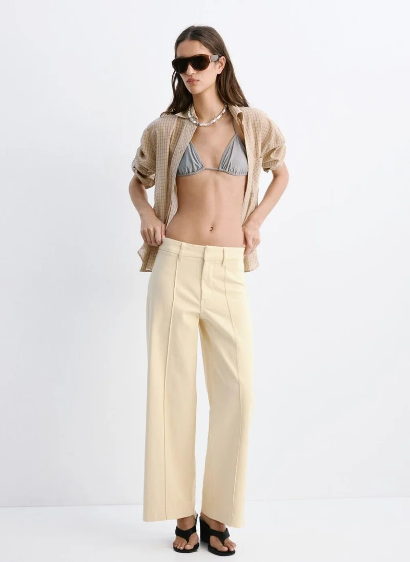 Mango 10-VAINILLA High-Waisted Wideleg Jeans for Women | Best Price UAE