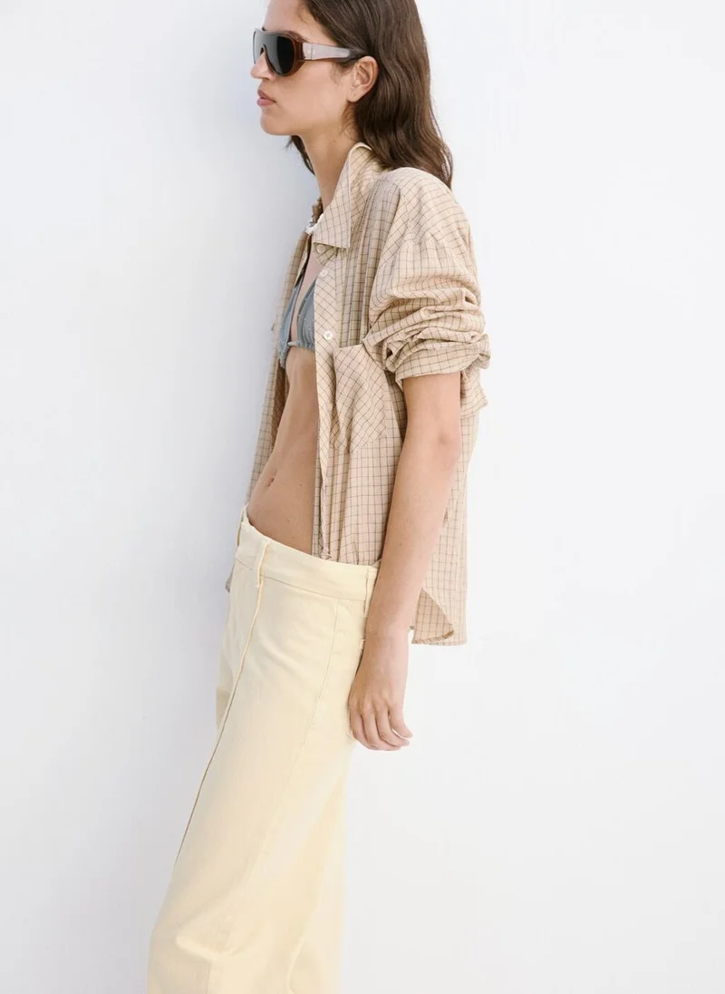 Mango 10-VAINILLA High-Waisted Wideleg Jeans for Women | Best Price UAE