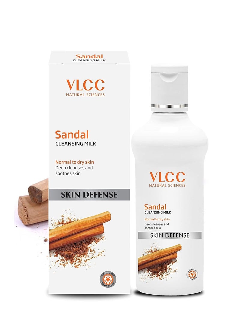 VLCC Sandal Cleansing Milk - 100ml - Deep Cleanses & Soothes Skin. With Sandal, Ashwagandha, Fenugreek & Indian Berberry Extracts, Almond and Olive Oils. - Image 1
