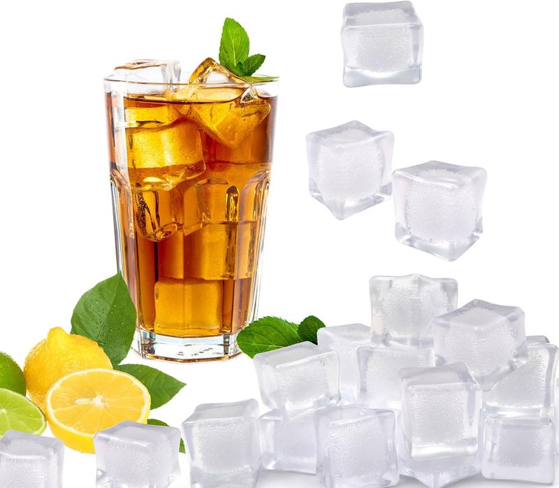 Zalaxt Fake Ice Cube, 45 pcs 25x21 mm Faux ice with Bubble, Acrylic Ice Rocks, Acrylic Vase Fillers for Centerpieces Photography Props - Image 4