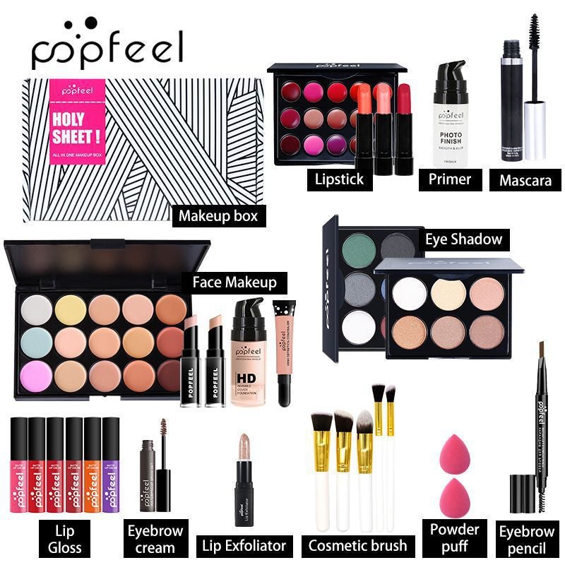 Popfeel Beginner Cosmetics Makeup Set Complete Set Novice Student Light Makeup Gift Box Style - Image 5