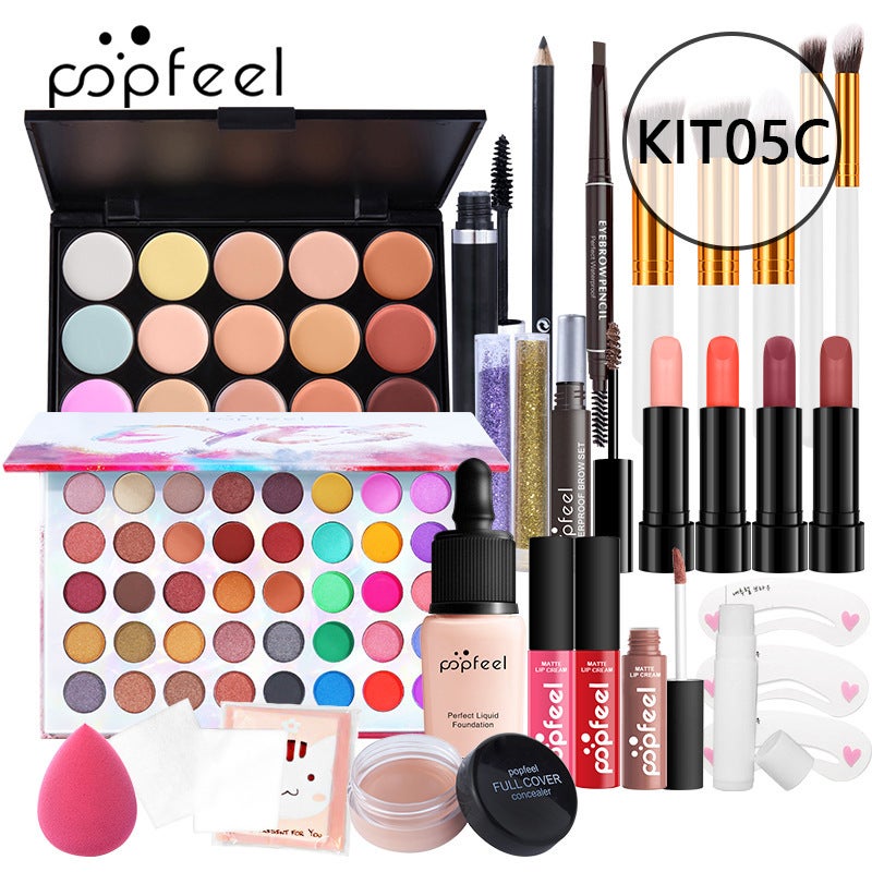 Popfeel Beginner Cosmetics Makeup Set Complete Set Novice Student Light Makeup Gift Box Style - Image 1
