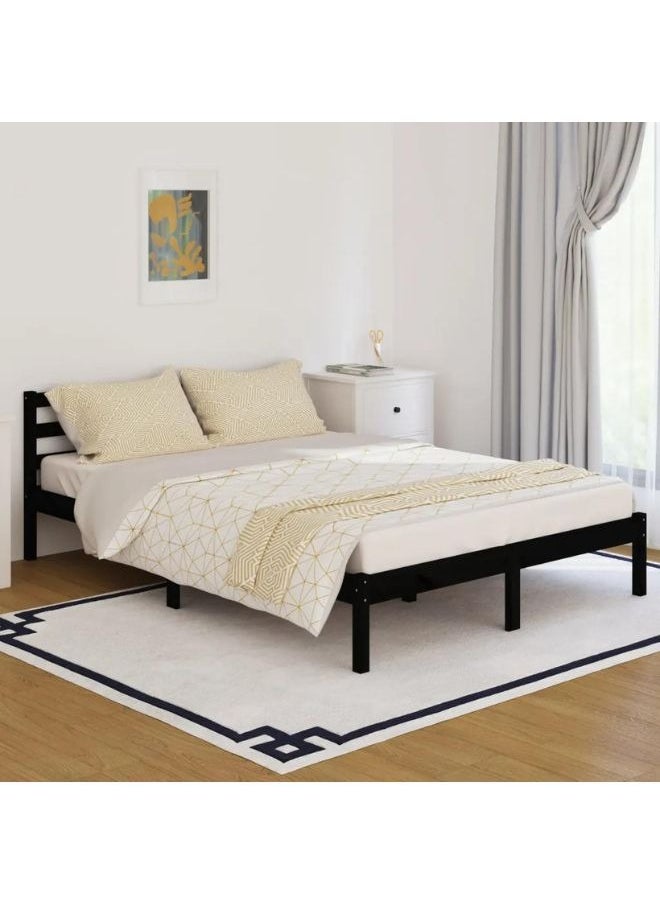 vidaxl vidaXL Day Bed Solid Wood Pine 140x200 cm Double Black  - Image 1