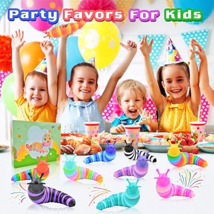 Cevioce 4 PCS Fidget Slug Toys Sensory Slug Toys Party Favors for Adults & Kids A - Image 4