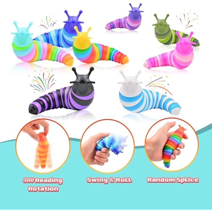 Cevioce 4 PCS Fidget Slug Toys Sensory Slug Toys Party Favors for Adults & Kids A - Image 2