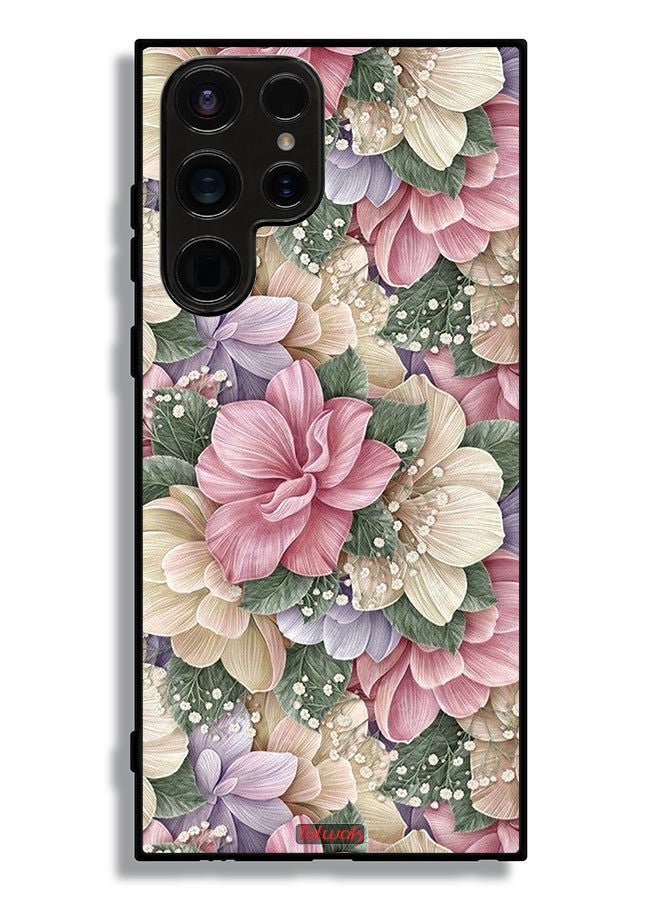 Tolwak غطاء حماية لهاتف سامسونج جالاكسي S23 ألترا 5G بتصميم زهور HD - Image 3