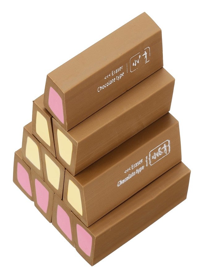 PATIKIL 10Pcs Pencil Erasers Rubber Art Eraser Dark Brown/Apricot/Dark Pink - Image 1