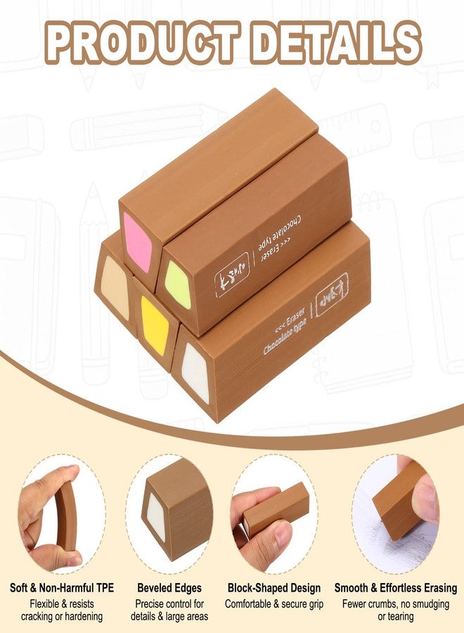 PATIKIL 10Pcs Pencil Erasers Rubber Art Eraser Dark Brown/Apricot/Dark Pink - Image 3