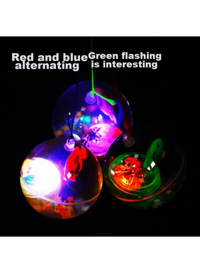 Tatanice Children's Light-up Elastic Ball Toy, Flashing Bouncy Ball, 3 Luminous Balls With String, Crystal Balls, Birthday Gift For Boys And Girls - Image 4