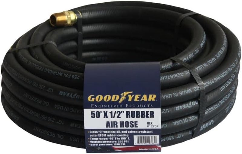 Goodyear 50' x 1/2" Rubber Air Hose - Weather, Oil, and Solvent Resistant - Image 5
