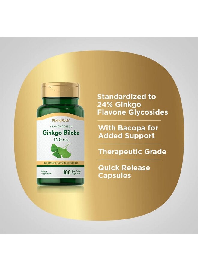 Piping Rock - Ginkgo Biloba 120Mg ; 100 Capsule Pills ; Standardized Extract Supplement ; Non Gmo Gluten Free - Image 1