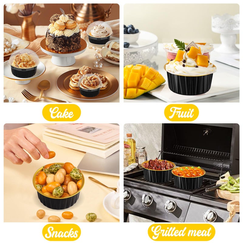 CXIIPOL 60 Pack 5 OZ Round Mini Aluminum Pans with Lids, Disposable Aluminum Foil Baking Pans with Lids, Mini Cake Containers for Birthday Party, Wedding, Baby Shower, Holiday Celebration - Image 4