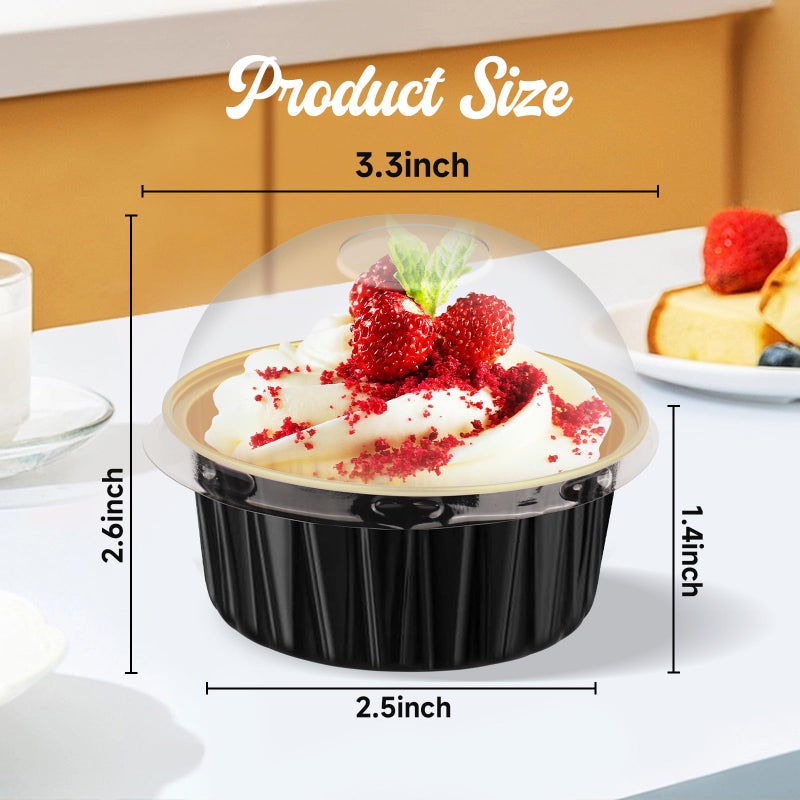CXIIPOL 60 Pack 5 OZ Round Mini Aluminum Pans with Lids, Disposable Aluminum Foil Baking Pans with Lids, Mini Cake Containers for Birthday Party, Wedding, Baby Shower, Holiday Celebration - Image 2