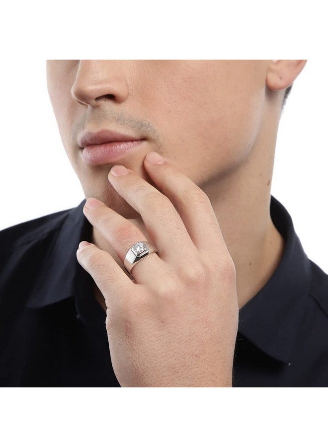 Zavya ZAVYA 925 Sterling Silver Cubic Zirconia CZ Studded Rhodium Plated Adjustable Ring for Men | Gift for Men and Boys | With Certificate of Authenticity and 925 Hallmark  - Image 3