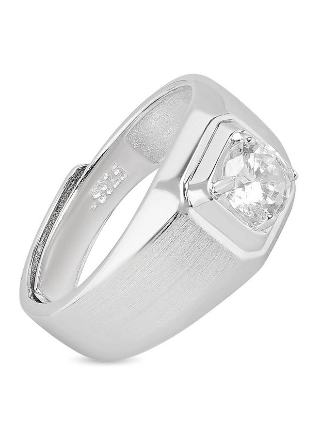 Zavya ZAVYA 925 Sterling Silver Cubic Zirconia CZ Studded Rhodium Plated Adjustable Ring for Men | Gift for Men and Boys | With Certificate of Authenticity and 925 Hallmark  - Image 1