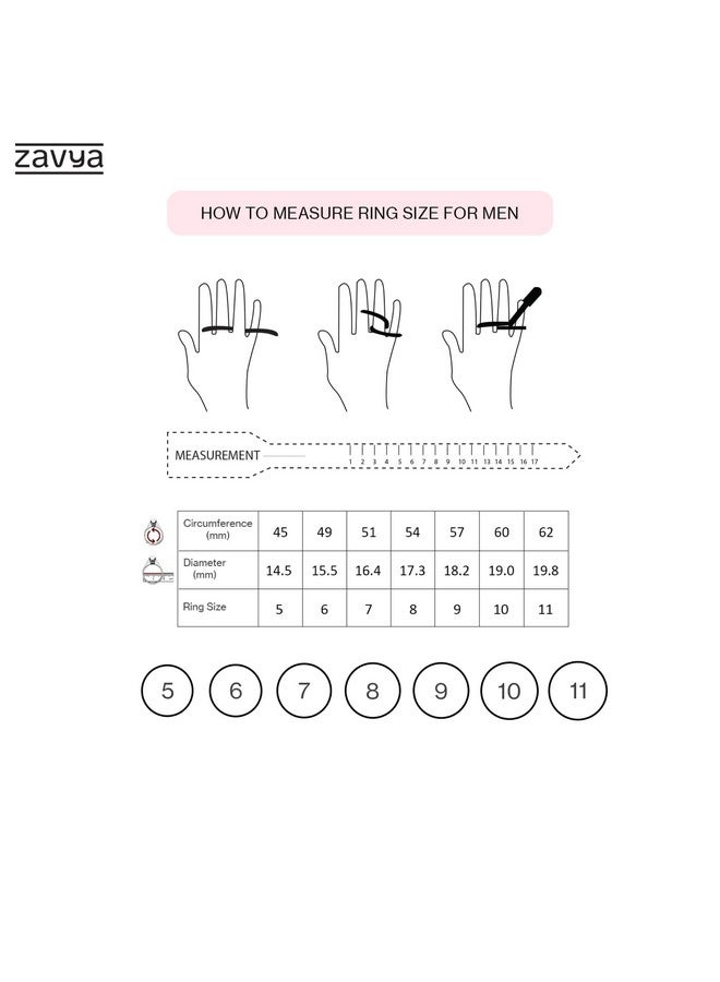 Zavya ZAVYA 925 Sterling Silver Cubic Zirconia CZ Studded Rhodium Plated Adjustable Ring for Men | Gift for Men and Boys | With Certificate of Authenticity and 925 Hallmark  - Image 4