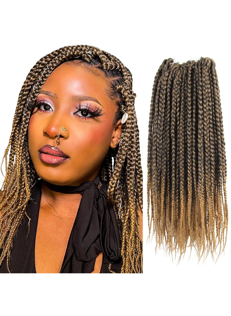 BOHOBABE - BOHOBABE Box Braids Crochet Hair 14 Inch 8 Packs Prelooped Medium Short 3X Knotless Crochet Box Braiding Hair Three Tones Goddess Braid Ombre Honey Blonde T27 - Image 1