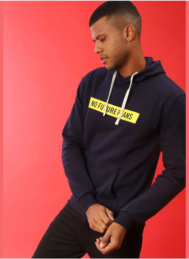 Campus Sutra Front Pocket Printed Hoodie