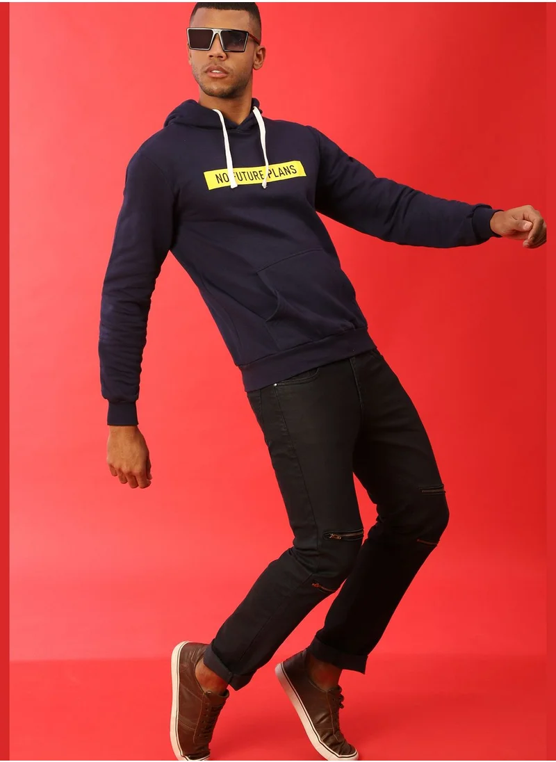 Campus Sutra Front Pocket Printed Hoodie