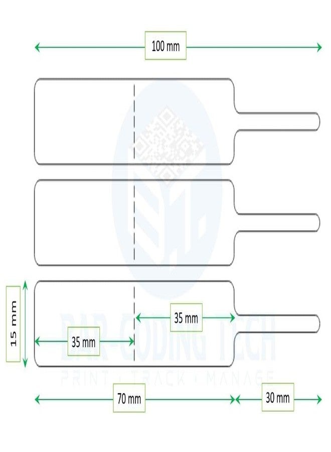 BAR-CODING TECH® 100mm x 15mm Blank Jewelry Price Tags Stickers | Non tearable - Glossy Premium | 70mm x 15mm Print Area | Indentification Tags Stickers Jewelry Price Label Self Adhesive - Image 3