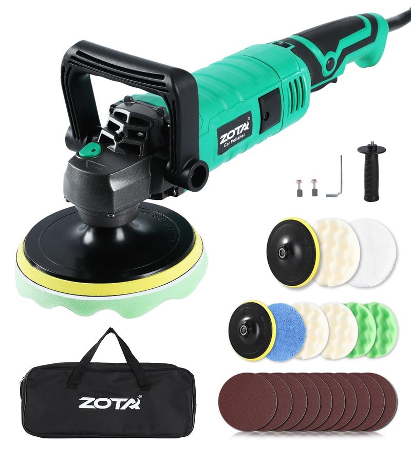 ZOTA Buffer Polisher 1600W 7 Inch6 Inch Pure Copper Motor Car Buffers and Polishers Kit 7 Variable Speeds 10003500 RPM Car Polishers and Buffers Ultralong Cord for Car Boat Polishing Waxing - Image 3