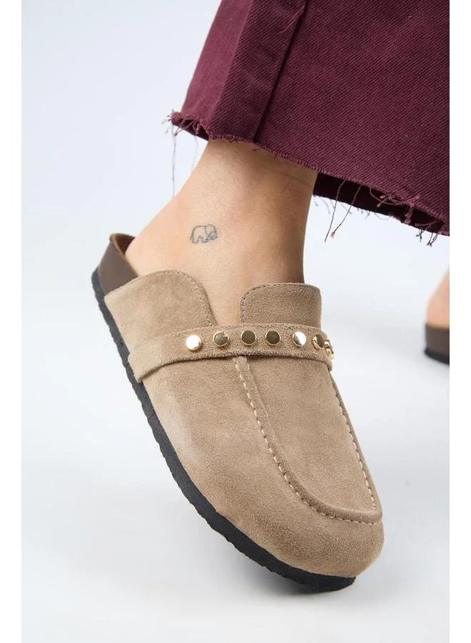 Bonita 2 Women's Genuine Leather Trocled Sabo Vizon Slippers.