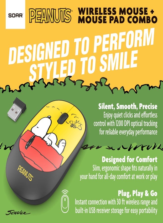 SOAR Peanuts Mouse & Mouse Pad Combo Yellow- Chill - Image 4