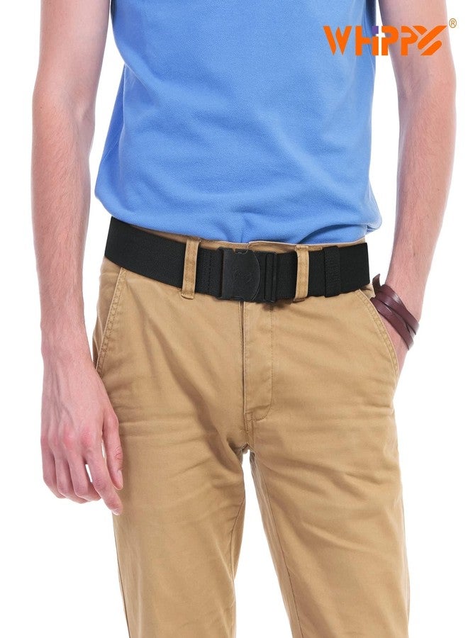 WHIPPY Mens Elastic Stretch Belt Unisex Adventure Web Belt for Women Men with Non-Metal Buckle Adjustable Belts, Black, 43 Inches - Image 2