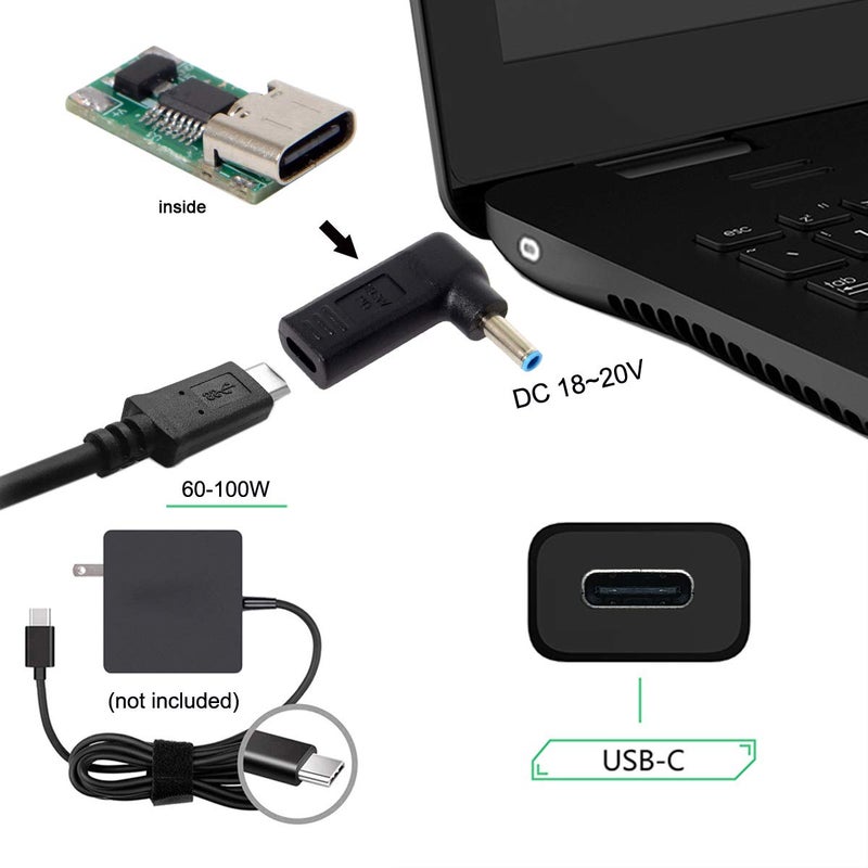 cablecc USB 3.1 Type C USB-C to DC 4.5x3.0mm Adapter PD Emulator Trigger 90 Degree Angled - Image 3