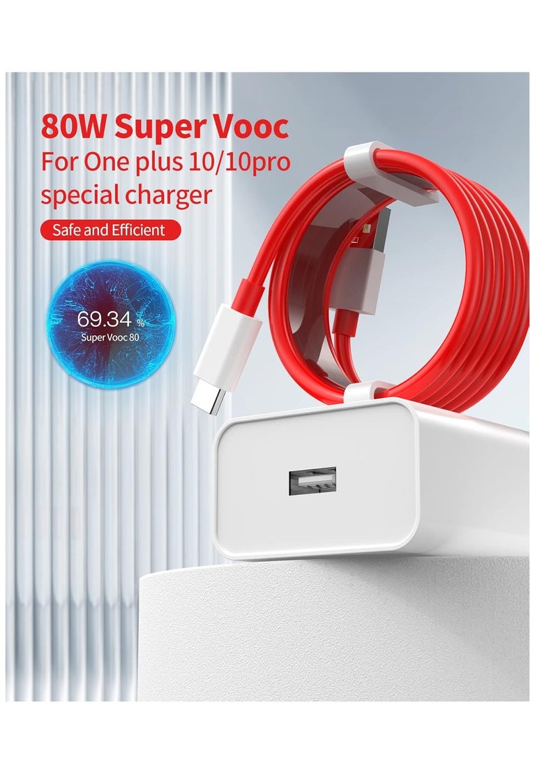 80W Power Adapter, Supervooc Charger USB Plug Charger Type A Wall Charger VOOC Fast Charger and 1m USB C Cable Compatible with Oppo Find X8 X7 X6 X5 X3 X2 Pro A80 A60 A40 Reno  13 12 Pro 12F 11F  A78 A58  A38 A89