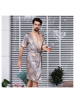 Loquat Printed Silk Robe Gold  - Image 2