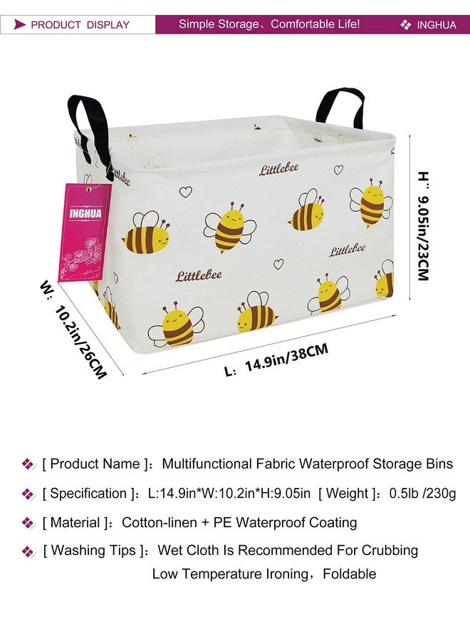 INGHUA Rectangular Storage Basket Fabric Organizer Bin for Toys,Books,Clothes,Gifts,Pets-Perfect for Home,Office,Nursery,Dorm,Shelf(Rec-Bee ) - Image 2