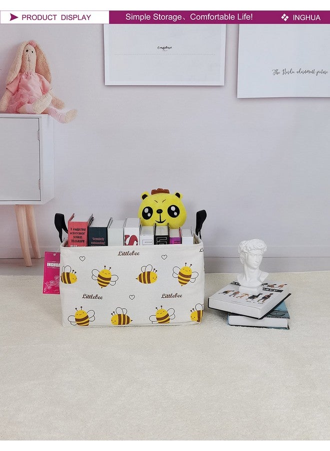 INGHUA Rectangular Storage Basket Fabric Organizer Bin for Toys,Books,Clothes,Gifts,Pets-Perfect for Home,Office,Nursery,Dorm,Shelf(Rec-Bee ) - Image 3