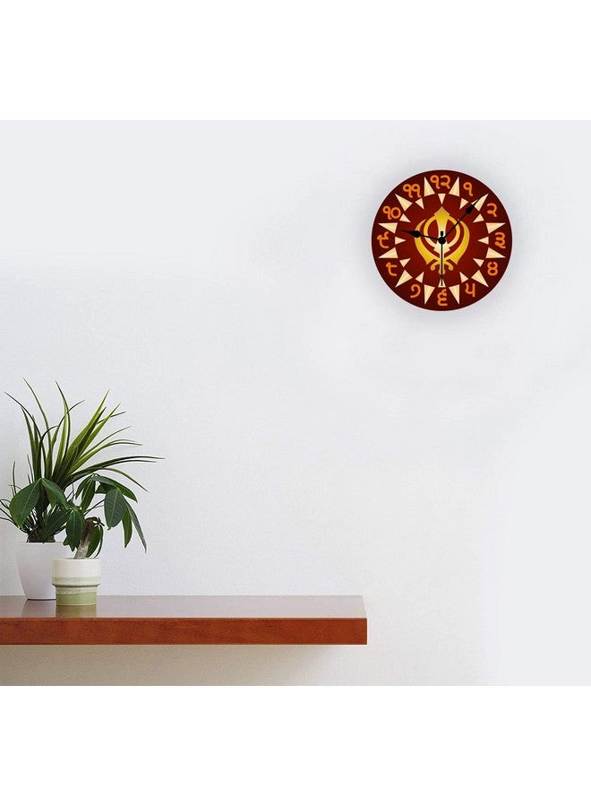 KARTIK™ Khanda Design Printed Round Wooden Wall Clock Without Glass for Your Home/Living Room/Bedroom/Kitchen and Office (Multicolor, 11X11 inches) - Image 2