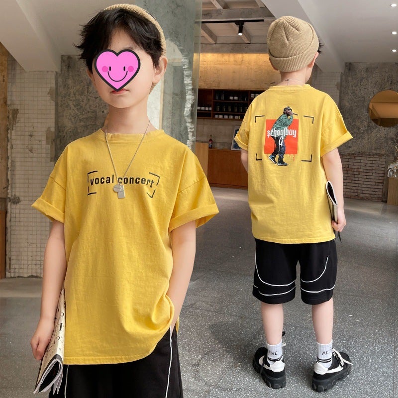 Boys T-Shirt Short-Sleeved Cotton 2024 Style Middle And Large Children'S Clothes Fashionable Handsome Children'S Street Top Summer Clothes - Image 3