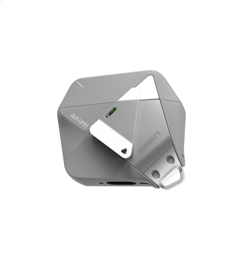 Aulumu A29 Geometric AirPods 4 Case with Lock | Protective Cover with Nylon Buckle | Alloy Armour | Compatible with Apple AirPods 4th (2024) - Grey - Image 1