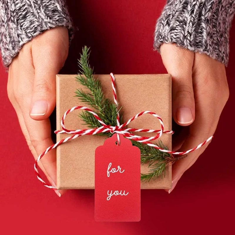 g2plus 100PCS Red Gift Tags with String, 2'' x 4'' Blank Paper Gift Tags with Twine for Gift Wrapping, Arts & Crafts, Wedding, Christmas, Thanksgiving, Valentine's Day - Image 4