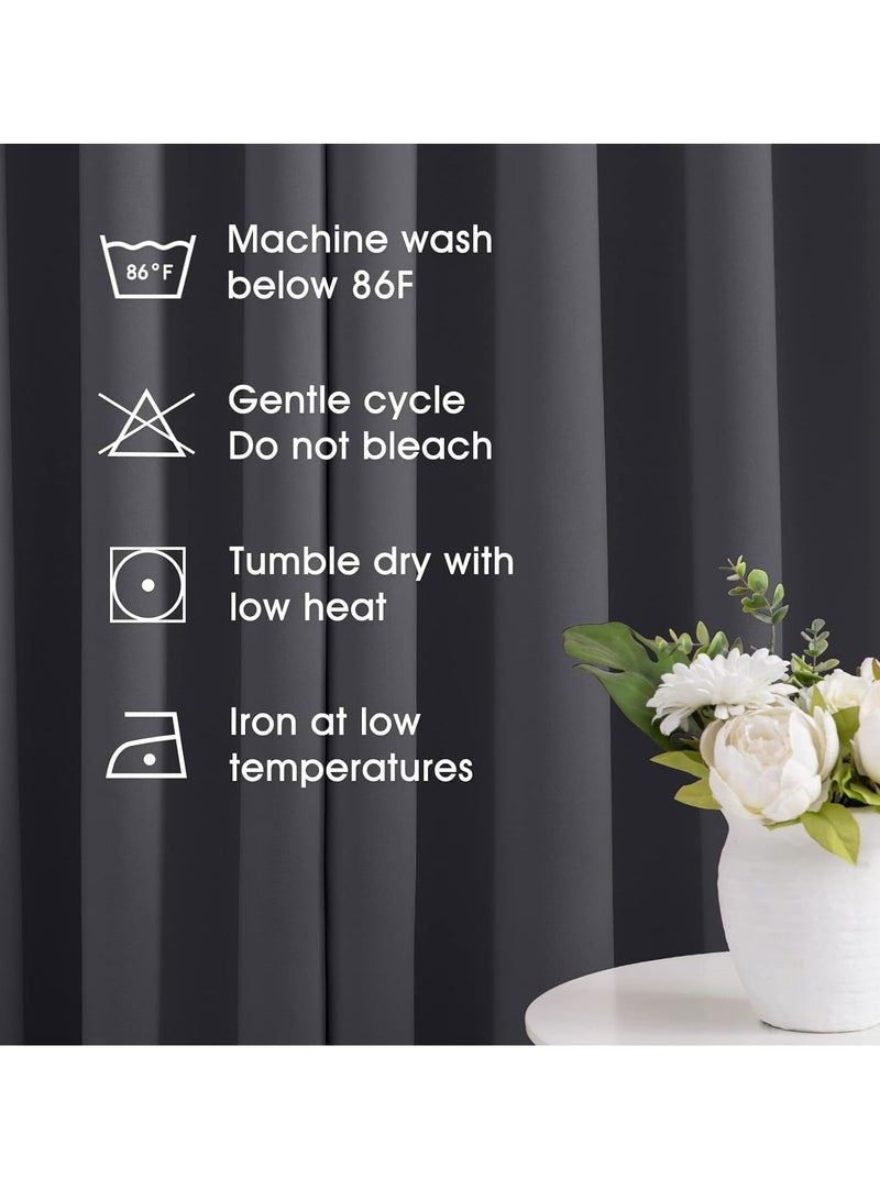 Umeema Blackout Window and Door Curtains for Bedroom, Living room with Grommet Top (Width 150cm and Length 270cm) Two pieces set. (Dark Grey)  - Image 2