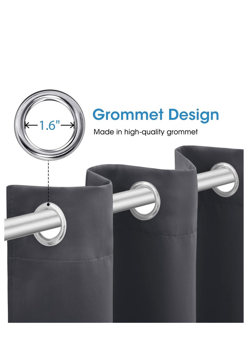 Umeema Blackout Window and Door Curtains for Bedroom, Living room with Grommet Top (Width 150cm and Length 270cm) Two pieces set. (Dark Grey)  - Image 4