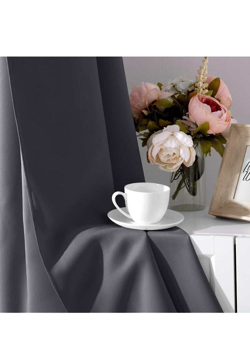 Umeema Blackout Window and Door Curtains for Bedroom, Living room with Grommet Top (Width 150cm and Length 270cm) Two pieces set. (Dark Grey)  - Image 5