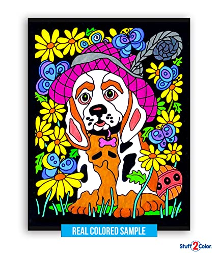 Stuff2Color Super Pack of 18 Fuzzy Velvet Coloring Posters (Original Edition) - Great for Family Time Coloring, Arts, Crafts, Travel, School, Care Facilities [All Ages Fun: Girls, Boys, Adults, Kids] (1 Pack) - Image 5