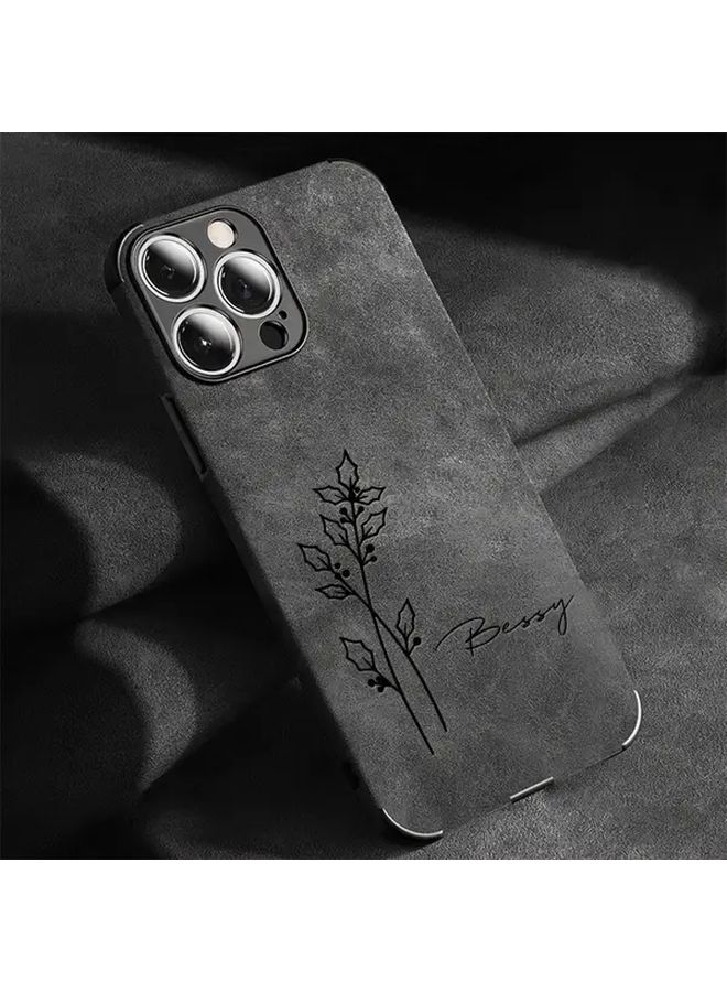 Personalized Laser Engraved Flower Phone Case For iPhone 11 Pro Max In Black - Image 1