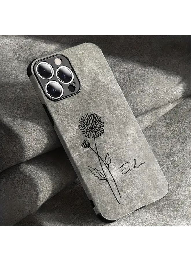 Personalized Laser Engraved Flower Phone Case For iPhone 11 Pro Max In Black - Image 5
