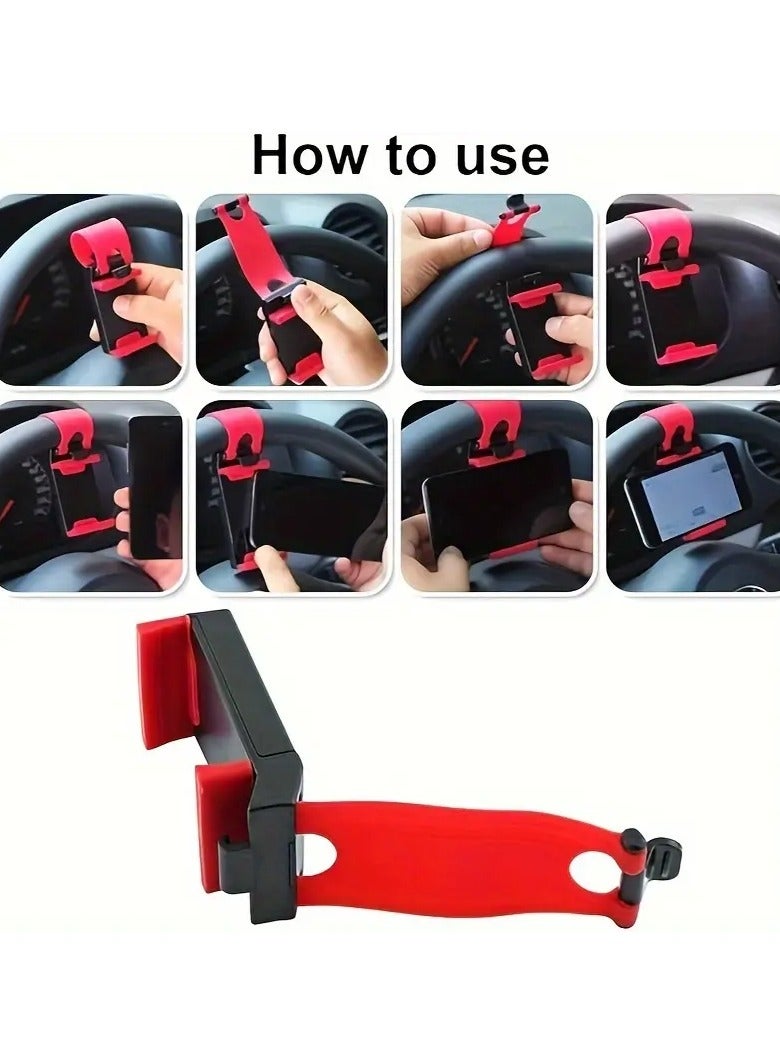 Universal Car Phone Holder – Plastic Steering Wheel Mount & Bike Clip, Durable Mobile Phone Stand, Easy to Use, Black - Image 3