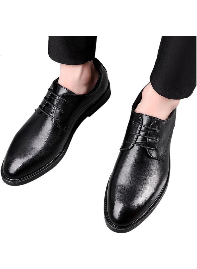 Poitulas Men'S Lace-Up Business Casual Dress Shoes Comfortable Soft Wear-Resistant Wedding Shoes 6777 Black Size 42 - Image 3