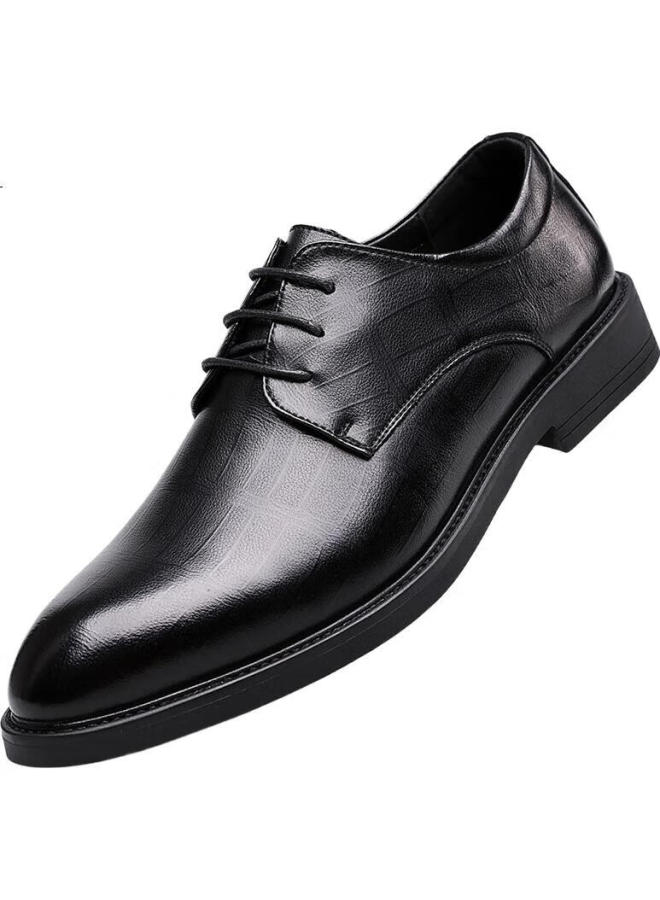 Poitulas Men'S Lace-Up Business Casual Dress Shoes Comfortable Soft Wear-Resistant Wedding Shoes 6777 Black Size 42 - Image 1