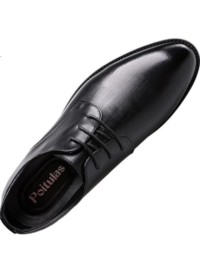 Poitulas Men'S Lace-Up Business Casual Dress Shoes Comfortable Soft Wear-Resistant Wedding Shoes 6777 Black Size 42 - Image 2
