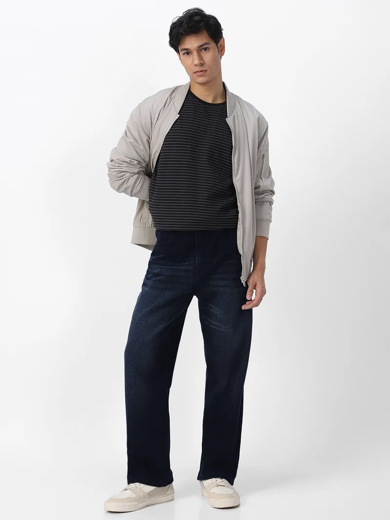 Urbano Fashion  Urbano Fashion Men's Black Loose Baggy Fit Washed Jeans Non-Stretchable  | Best Price UAE